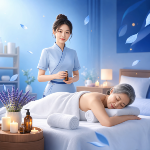 公婆来家短住,老人按摩缓解腰痛